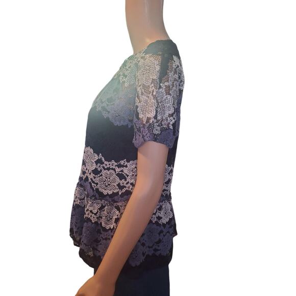 Eva Franco Size M Peplum Floral Lace Top in Blue Stripe Floral  with Cami USA - Picture 3 of 9